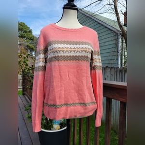 EUC Talbots Sweater pink and brown, lovely sweater I wore this once! SIZE M
